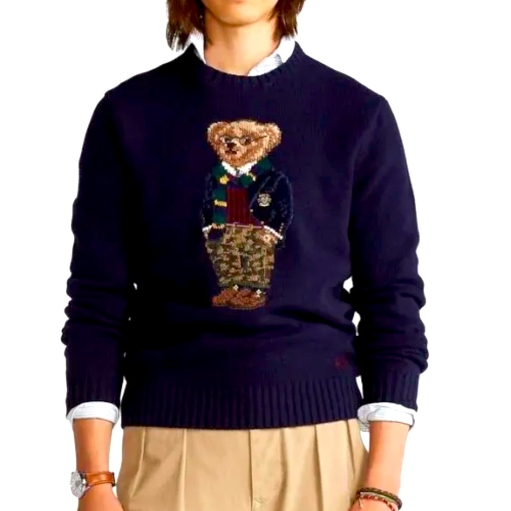 Ralph Lauren Polo Bear Navy Cotton Sweater